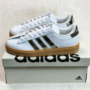 Adidas Grand Court 2.0 Shoes Camo Cloud White Olive Strata Putty Grey Men's 7 US
